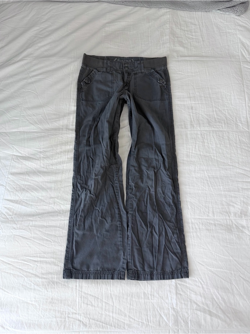 Y2K Grunge Sonoma Grey Flared Leg Cargo Utility Pants Size 4